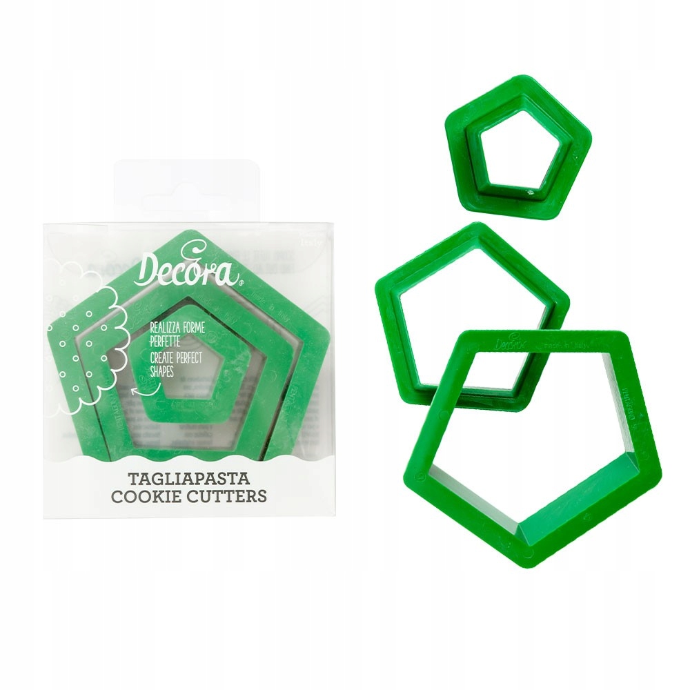 Zestaw 3 wykrawacze foremki pięciokąt, Decora