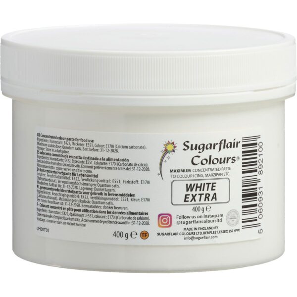 Sugarflair WHITE EXTRA  koncentrator biały 400 g