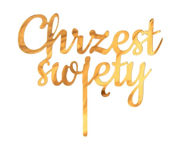 Dekoracja akrylowa na tort Chrzest Święty, złota, - obrazek 3