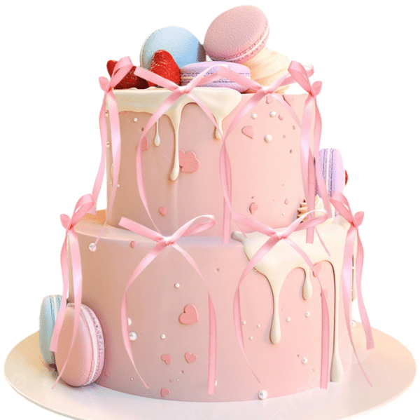 Wstążka/Topper na tort kokardki RÓŻOWE 10 szt